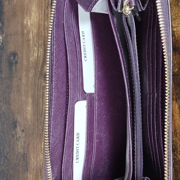 Michael Kors Plum Leather Mercer Zip Around Wallet - Picture 8 of 12